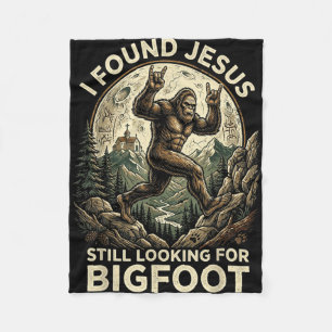 Found jesus looking bigfoot funny christian humour fleece blanket
