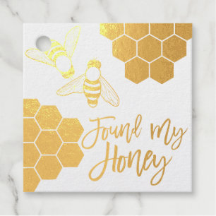 Found My Honey Quote Gold Foil Honeycomb Favour Tags