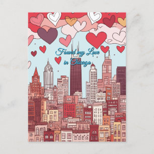 Found my Love in Chicago Valentine's Day Postcard
