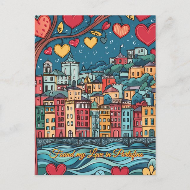 Found my Love in Portofino Valentine's Day Postcard (Front)