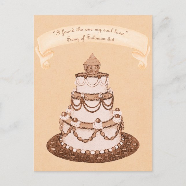 Found One Soul Loves~Wedding Cake~Scripture RSVP Invitation Postcard (Front)