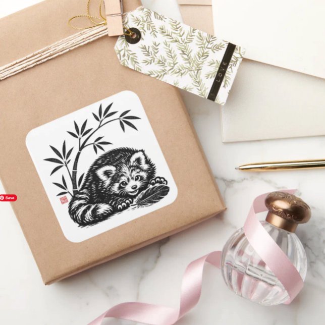 FOUND • StillWood • Red Panda Square Sticker (Creator Uploaded)