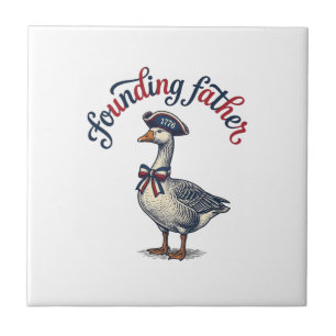 Founding Father Goose Vintage Patriotic Shirt Desi Ceramic Tile