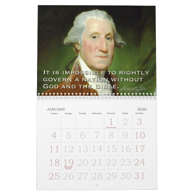 Founding Fathers & Limited Government Quotes Calendar (Jan 2026)