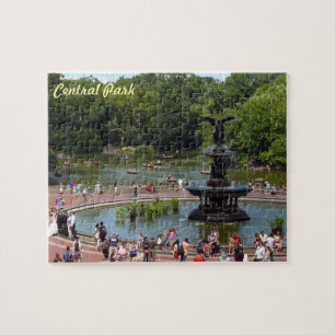 Fountain and Lake in Central Park, New York City Jigsaw Puzzle