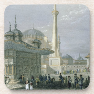 Fountain and Square of St. Sophia, Istanbul, engra Coaster