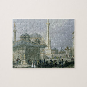 Fountain and Square of St. Sophia, Istanbul, engra Jigsaw Puzzle