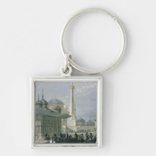 Fountain and Square of St. Sophia, Istanbul, engra Key Ring