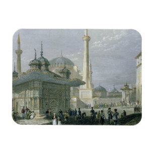 Fountain and Square of St. Sophia, Istanbul, engra Magnet