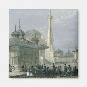 Fountain and Square of St. Sophia, Istanbul, engra Magnet