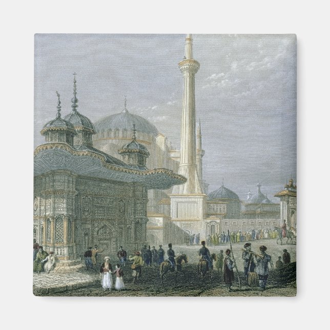 Fountain and Square of St. Sophia, Istanbul, engra Magnet (Front)