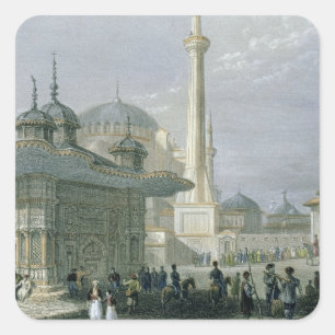 Fountain and Square of St. Sophia, Istanbul, engra Sticker