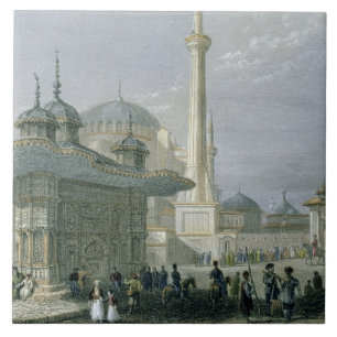 Fountain and Square of St. Sophia, Istanbul, engra Tile