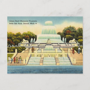 Fountain, Belle Isle Park Detroit Michigan Postcard