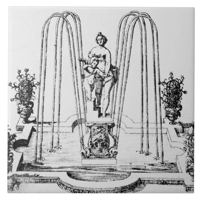 Fountain design from 'The Gardens of Wilton', c.16 Ceramic Tile (Front)