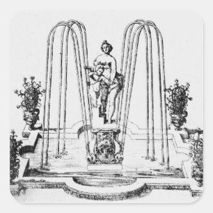 Fountain design from 'The Gardens of Wilton', c.16 Square Sticker