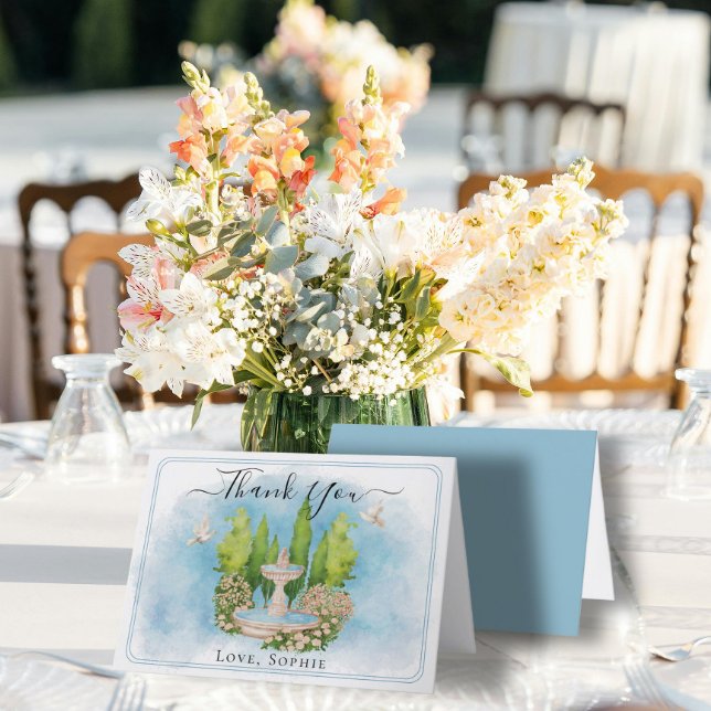 Fountain flowers doves Wedding Thank You Card (Creator Uploaded)