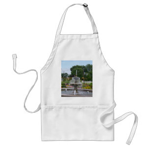 Fountain & Flowers in A Beautiful Railfan Garden Standard Apron