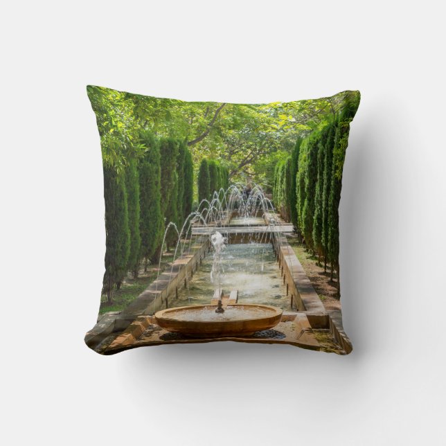 Fountain in Almudaina Gardens - Palma de Mallorca Cushion (Front)