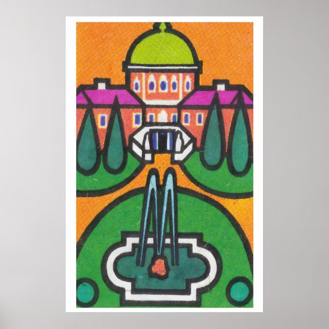 Fountain - Matchbox Print - Aesthetic Wall Art (Front)