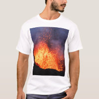 Fountain of hot lava erupts from crater volcano