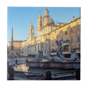 Fountain of Neptune in the Piazza Navona - Rome Ceramic Tile