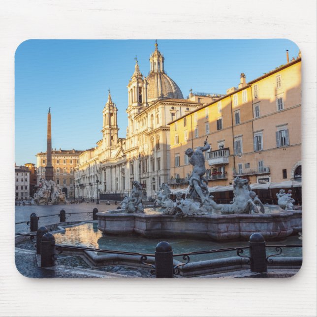 Fountain of Neptune in the Piazza Navona - Rome Mouse Pad (Front)