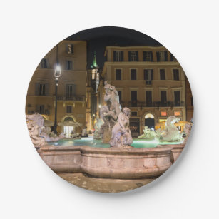 Fountain of Neptune in the Piazza Navona - Rome Paper Plate