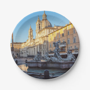 Fountain of Neptune in the Piazza Navona - Rome Paper Plate