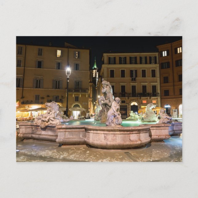 Fountain of Neptune in the Piazza Navona - Rome Postcard (Front)