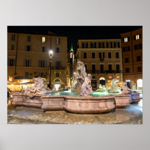 Fountain of Neptune in the Piazza Navona - Rome Poster