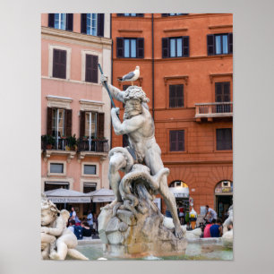 Fountain of Neptune in the Piazza Navona - Rome Poster