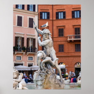 Fountain of Neptune in the Piazza Navona - Rome Poster