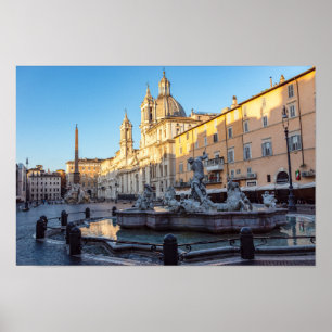 Fountain of Neptune in the Piazza Navona - Rome Poster