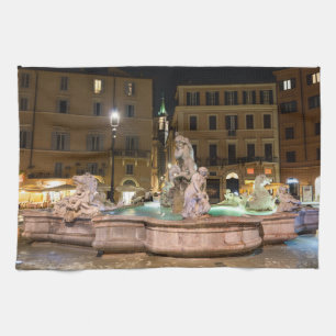 Fountain of Neptune in the Piazza Navona - Rome Tea Towel