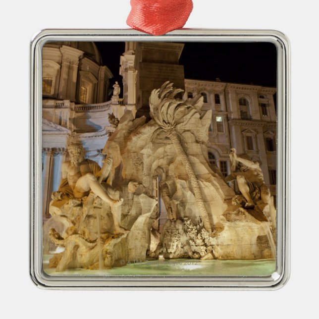 Fountain of the 4 Rivers, Piazza Navona, Rome Metal Ornament (Front)