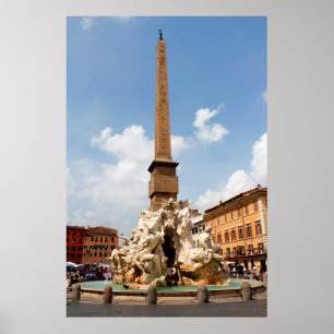 Fountain of the four rivers, Rome Italy Poster