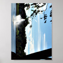 Fountain on Lake Mirror photo on a poster