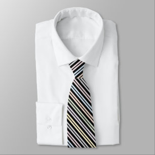 Fountain Pen Pastel Colored Stripes On Black Tie