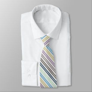Fountain Pen Pastel Colored Stripes On Cloud White Tie