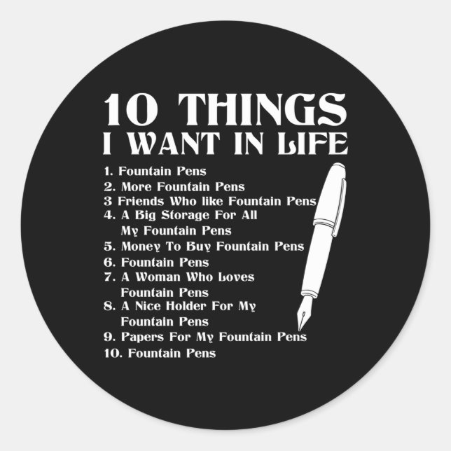 Fountain Pen Pens Classic Round Sticker (Front)