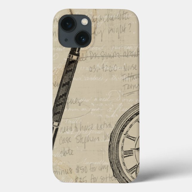 Fountain Pens and Watchface with Notes Case-Mate iPhone Case (Back)
