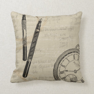 Fountain Pens and Watchface with Notes Cushion