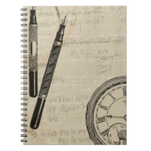 Fountain Pens and Watchface with Notes Notebook