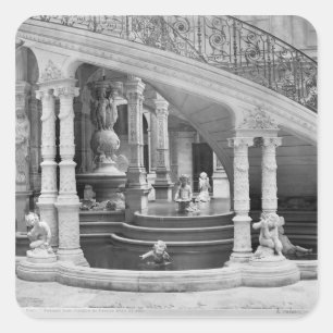Fountain under the stairs of the Hotel de Square Sticker
