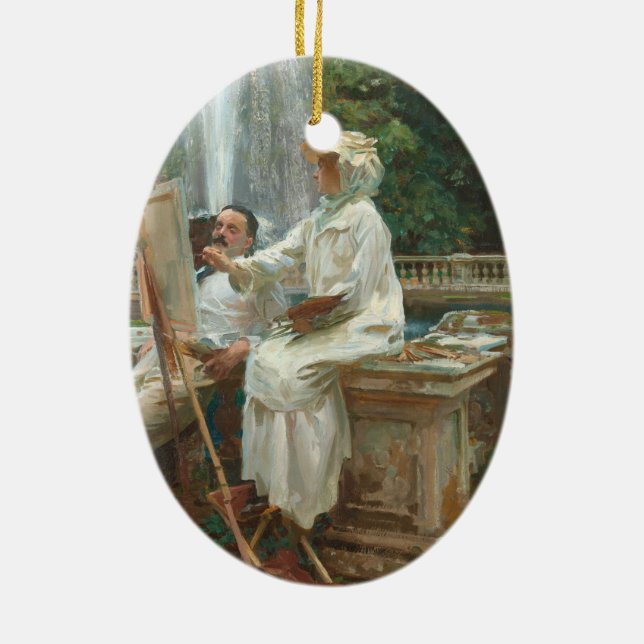 Fountain Villa Torlonia Frascati, Italy by Sargent Ceramic Ornament (Back)