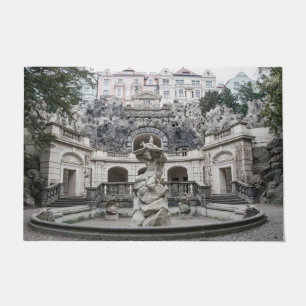Fountain with Neptune statue in Prague Doormat
