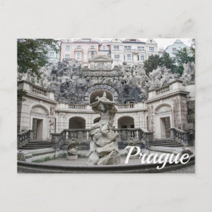 Fountain with Neptune statue in Prague Holiday Postcard