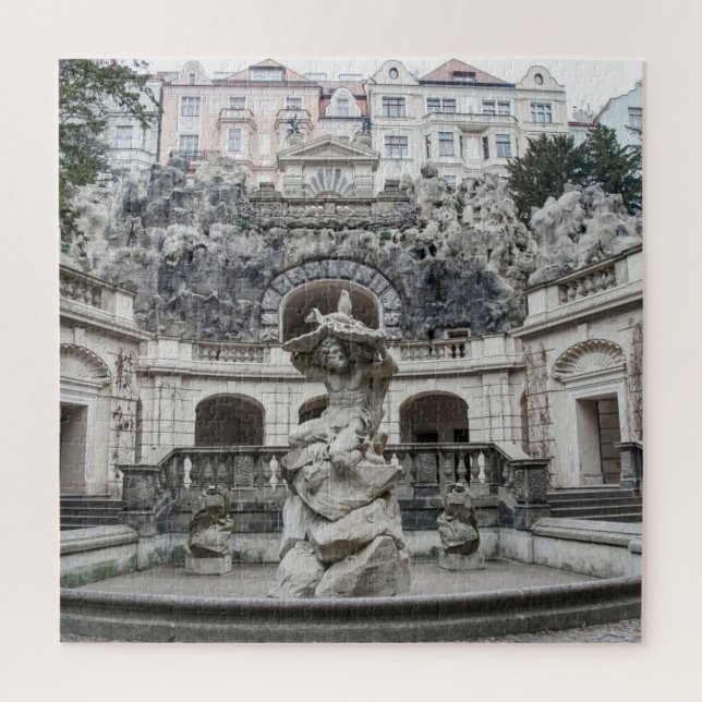 Fountain with Neptune statue in Prague Jigsaw Puzzle (Vertical)