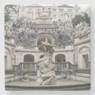 Fountain with Neptune statue in Prague Stone Coaster